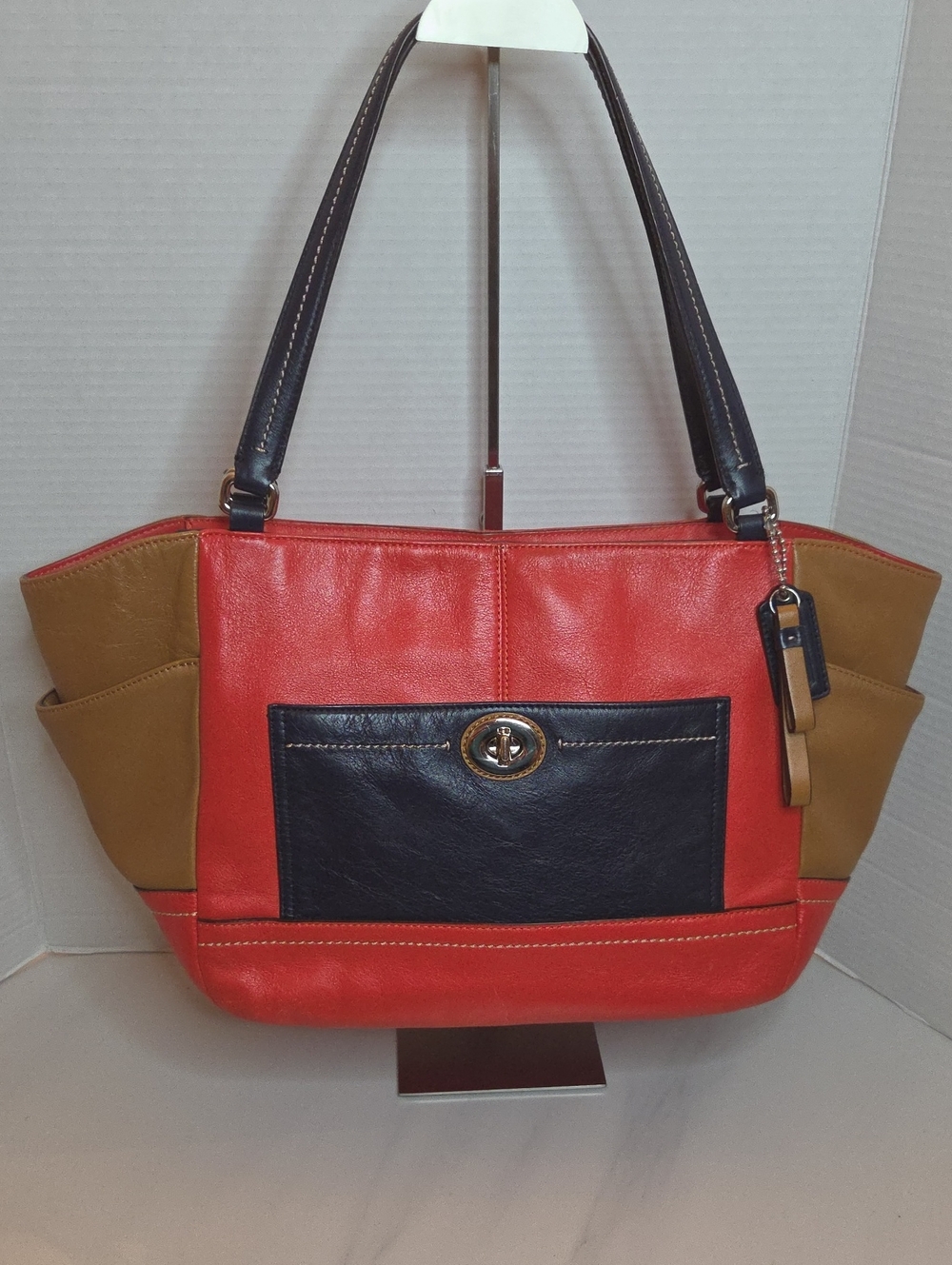 Coach Park Carrie Colorblock Leather Shoulder Tote Bag- Style F24065